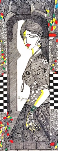 Rafique Somroo, 10 x 26, Mixed Media on Paper, Figurative Painting, AC-RSO-043